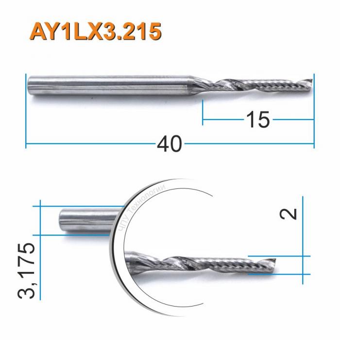 Фреза спиральная однозаходная DJTOL AY1LX3.215