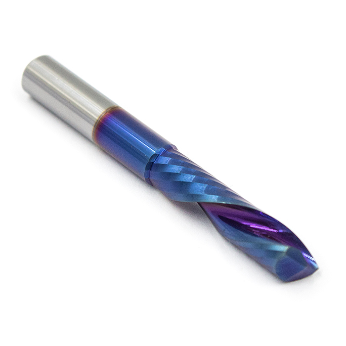 Фреза спиральная однозаходная стружка вниз MF1LXD6.25-BNC с нано-синим покрытием