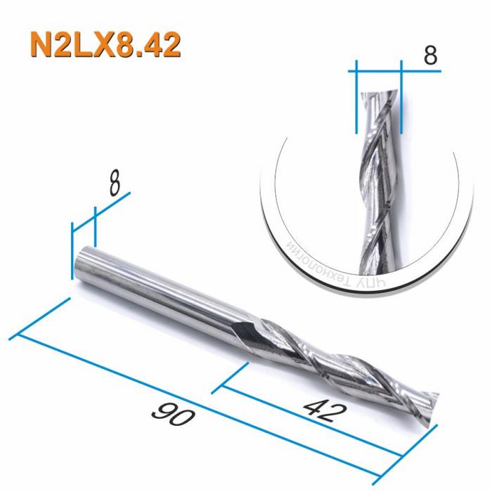 Фреза спиральная двухзаходная DJTOL N2LX8.42