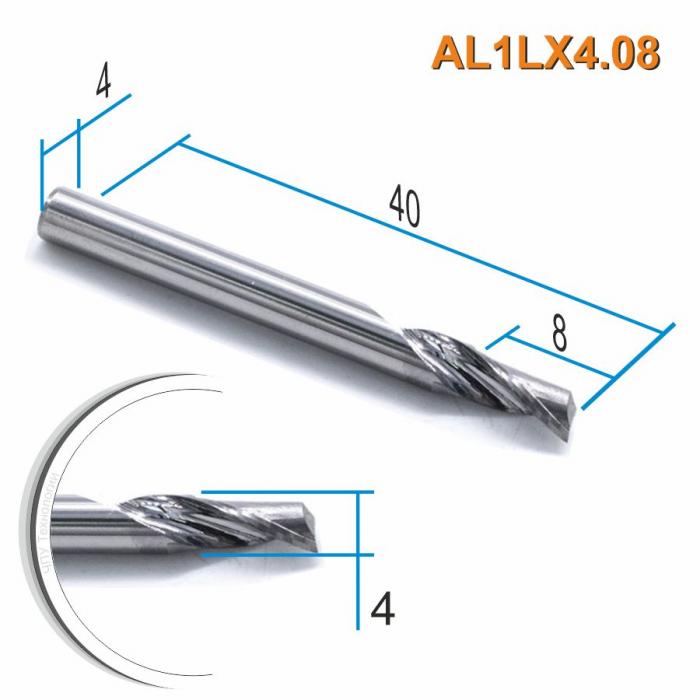 Фреза спиральная однозаходная по цветному металлу DJTOL AL1LX4.08