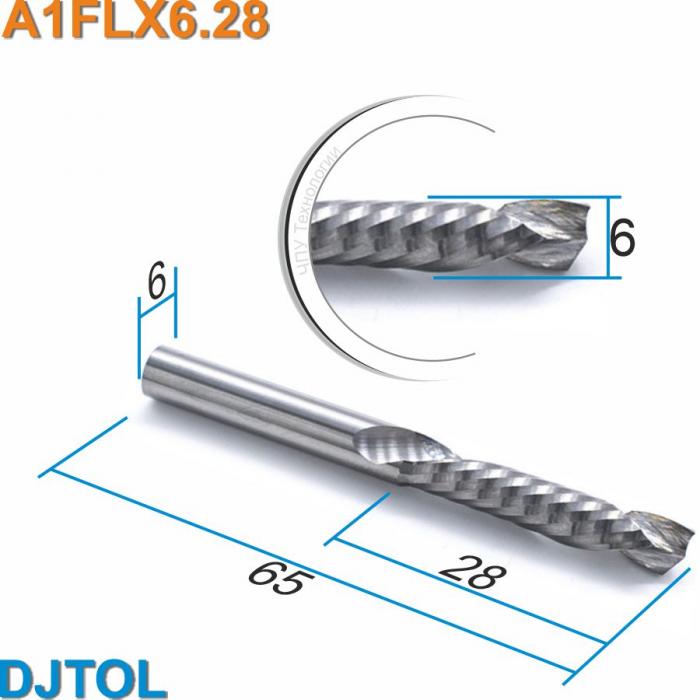 Фреза компрессионная однозаходная DJTOL A1FLX6.28