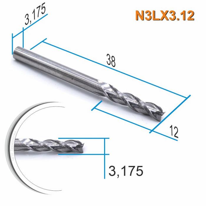 Фреза спиральная трехзаходная DJTOL N3LX3.12