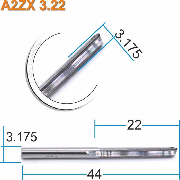Фреза прямая двухзаходная DJTOL A2ZX3.22