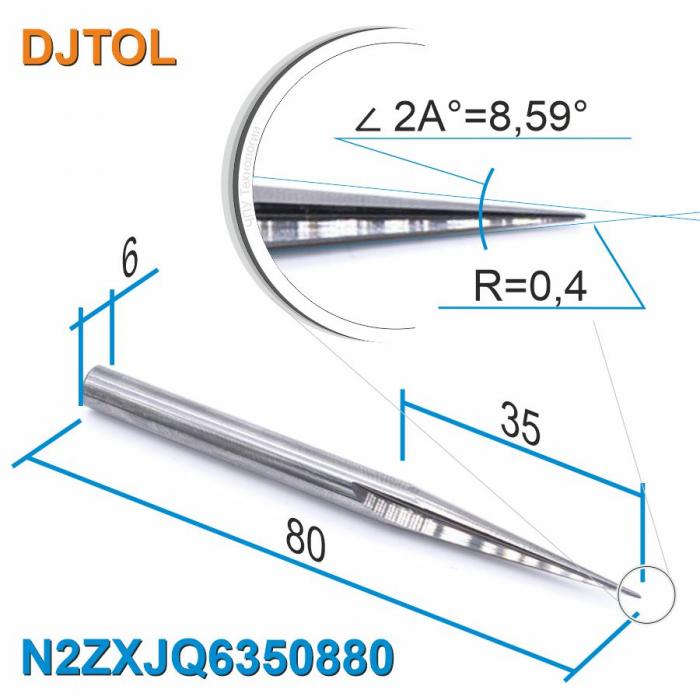 Фреза прямая двухзаходная конусная сферическая DJTOL N2ZXJQ6350880