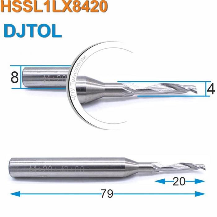 Фреза спиральная однозаходная по алюминию DJTOL HSSL1LX8420