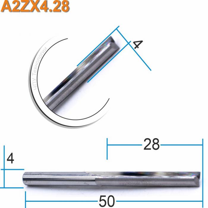 Фреза прямая двухзаходная DJTOL A2ZX4.28