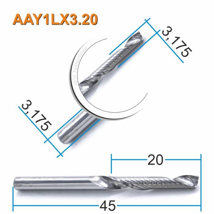 Фреза спиральная однозаходная DJTOL AAY1LX3.20
