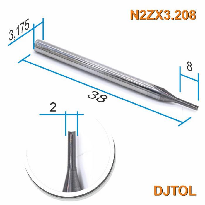 Фреза прямая двухзаходная DJTOL N2ZX3.208