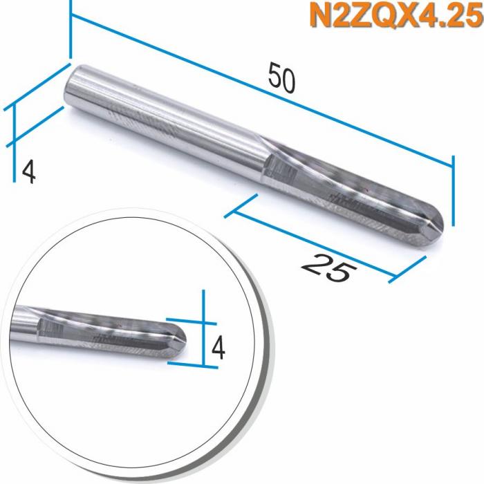 Фреза прямая двухзаходная сферическая DJTOL N2ZQX4.25