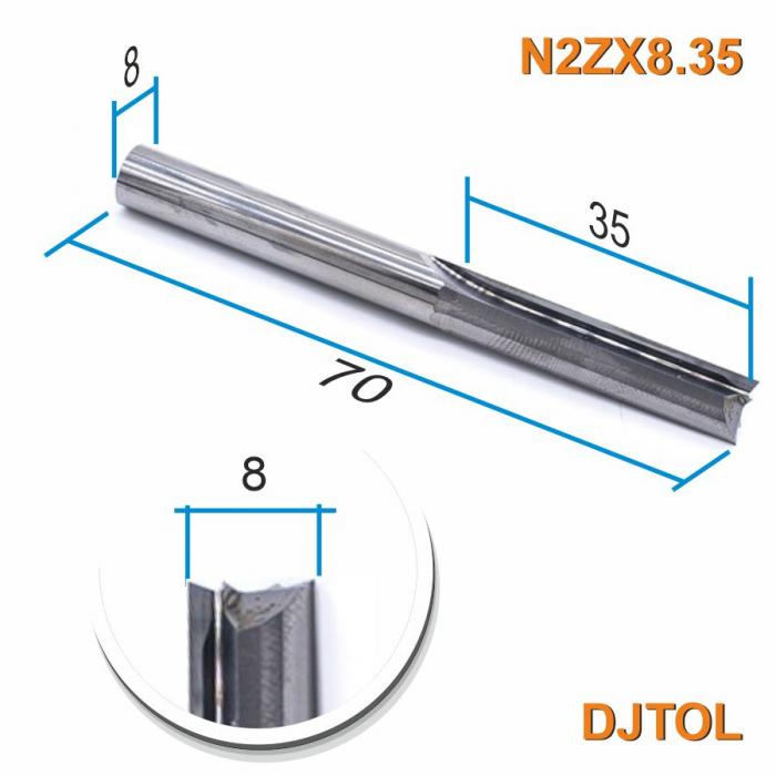 Фреза прямая двухзаходная DJTOL N2ZX8.35