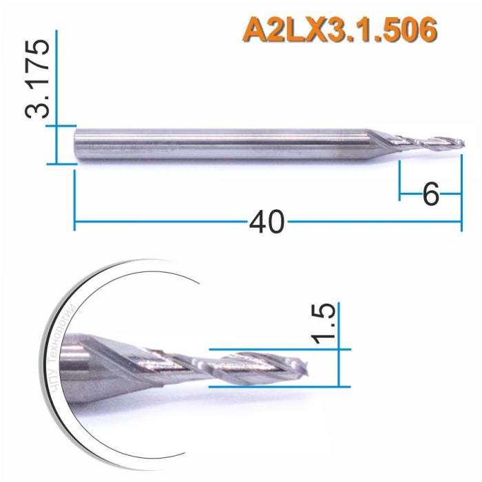 Фреза спиральная двухзаходная DJTOL A2LX3.1.506