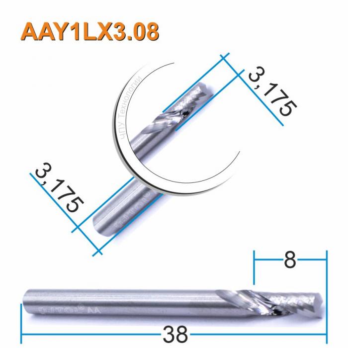 Фреза спиральная однозаходная DJTOL AAY1LX3.08