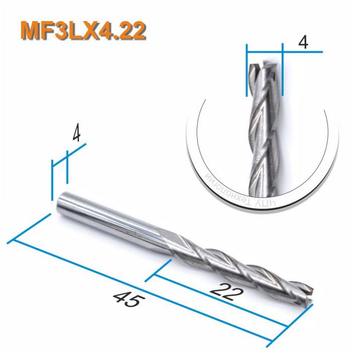 Фреза спиральная трехзаходная DJTOL MF3LX4.22