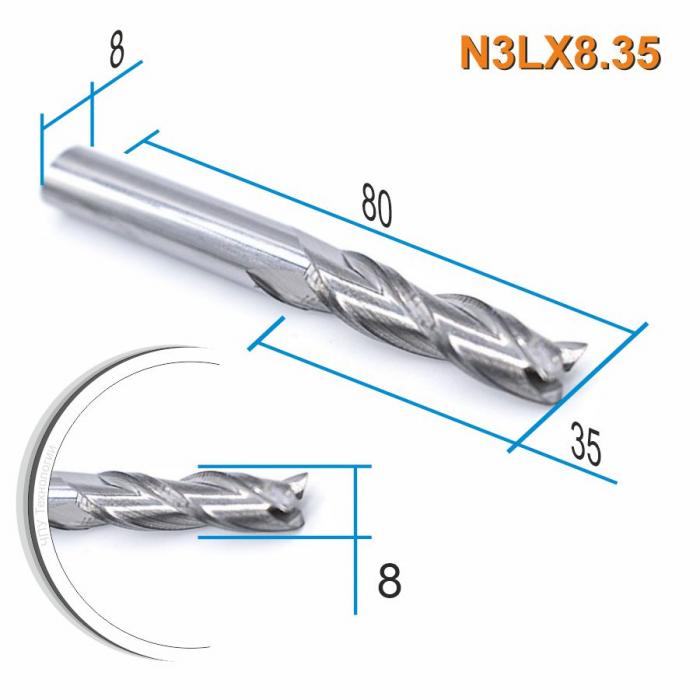 Фреза спиральная трехзаходная DJTOL N3LX8.35