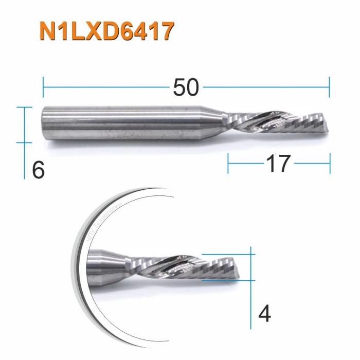 Фреза спиральная однозаходная стружка вниз DJTOL N1LXD6417