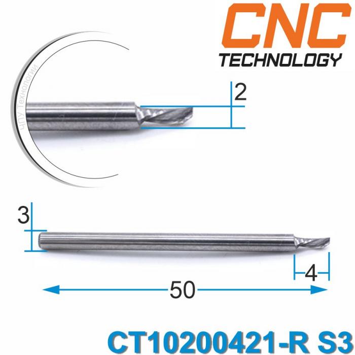 Фреза спиральная однозаходная Cutter Tool удаление стружки вниз CT10200421-R S3