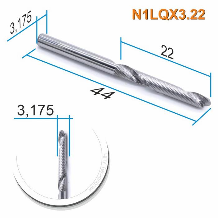 Фреза спиральная однозаходная сферическая DJTOL N1LQX3.22