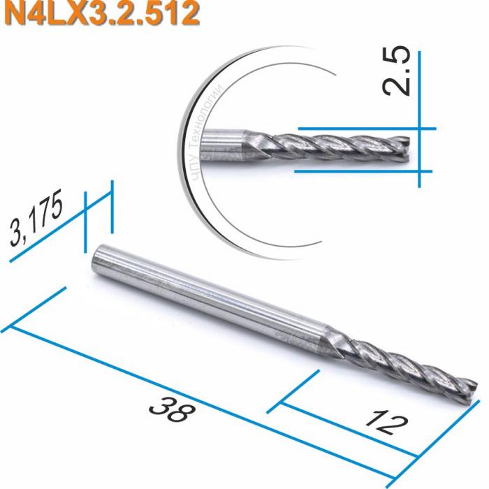 Фреза спиральная четырехзаходная DJTOL N4LX3.2.512