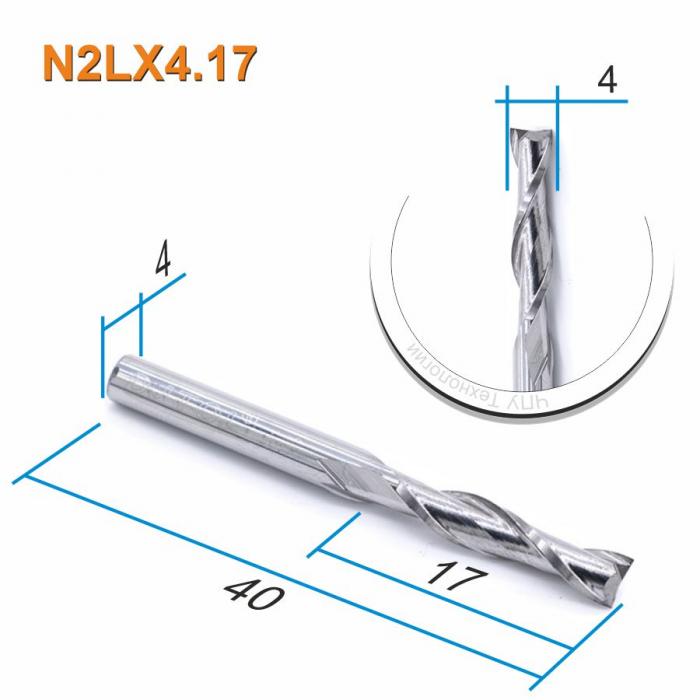 Фреза спиральная двухзаходная DJTOL N2LX4.17
