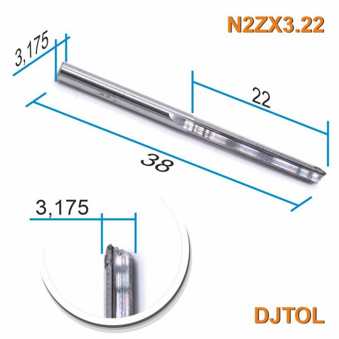 Фреза прямая двухзаходная DJTOL N2ZX3.22