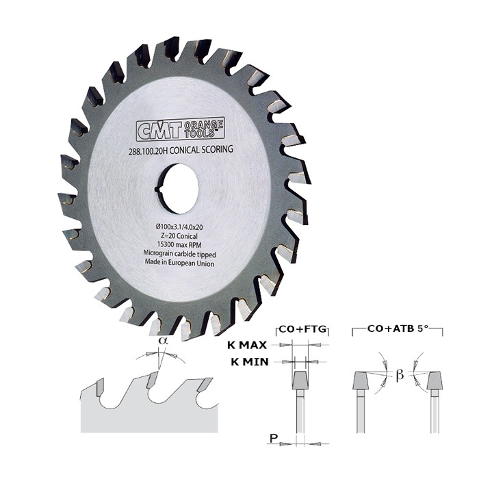 Пильный диск CMT подрезной конический 288.100.20H