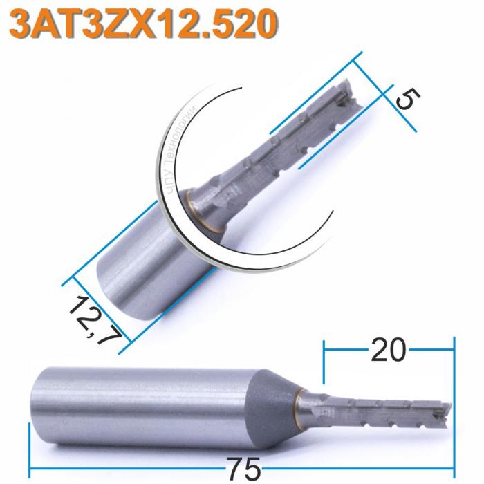 Фрезы ТСТ с тремя прямыми ножами Z3 и чистовым стружкоколом 3AT3ZX12.520