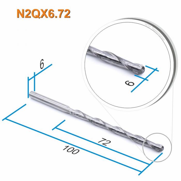 Фреза спиральная двухзаходная сферическая DJTOL N2QX6.72