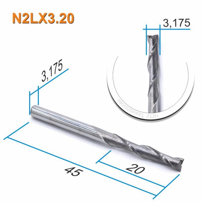 Фреза спиральная двухзаходная DJTOL N2LX3.20