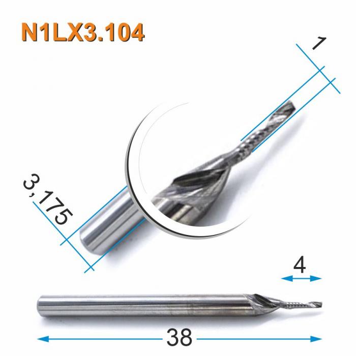 Фреза спиральная однозаходная DJTOL N1LX3.104