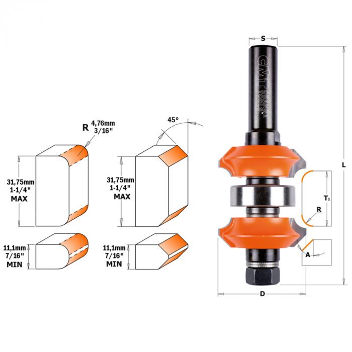 Фреза CMT комбинированная: фаска и радиус 900.623.11