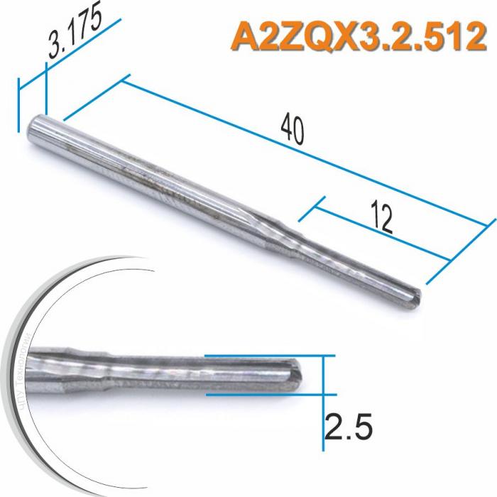Фреза прямая двухзаходная сферическая DJTOL A2ZQX3.2.512