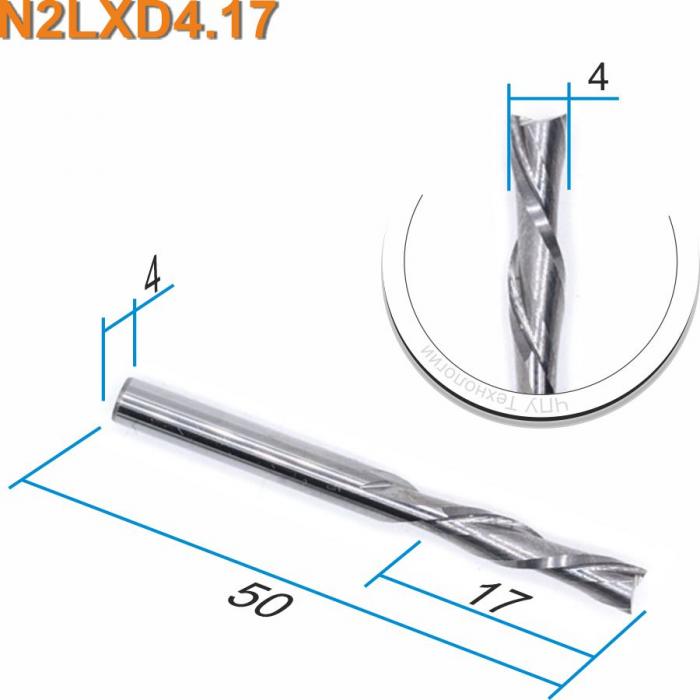 Фреза спиральная двухзаходная стружка вниз DJTOL N2LXD4.17