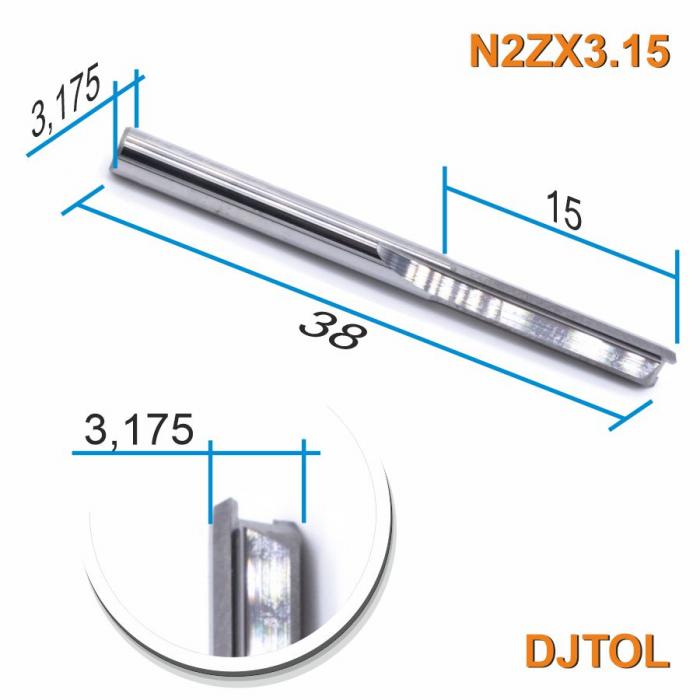 Фреза прямая двухзаходная DJTOL N2ZX3.15
