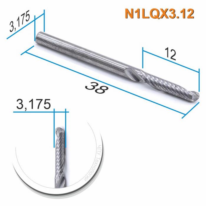 Фреза спиральная однозаходная сферическая DJTOL N1LQX3.12