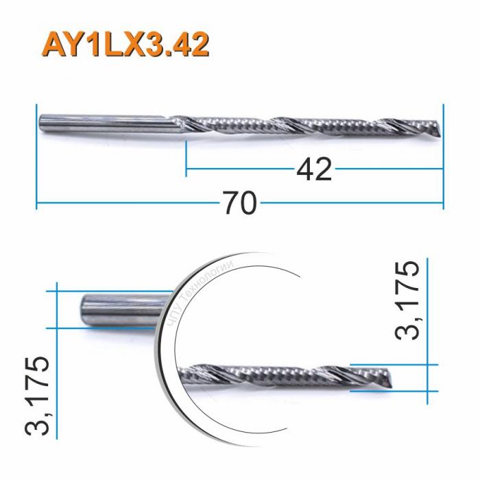 Фреза спиральная однозаходная DJTOL AY1LX3.42