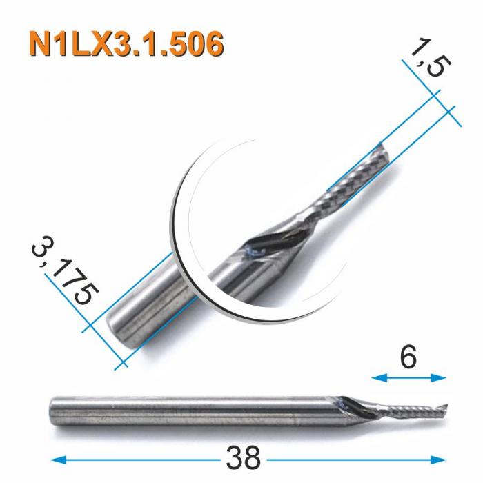Фреза спиральная однозаходная DJTOL N1LX3.1.506