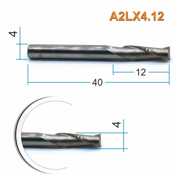 Фреза спиральная двухзаходная DJTOL A2LX4.12