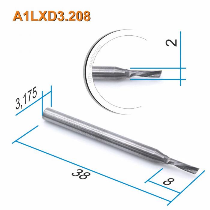 Фреза спиральная однозаходная стружка вниз DJTOL A1LXD3.208