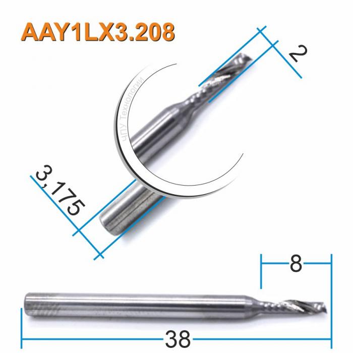 Фреза спиральная однозаходная DJTOL AAY1LX3.208