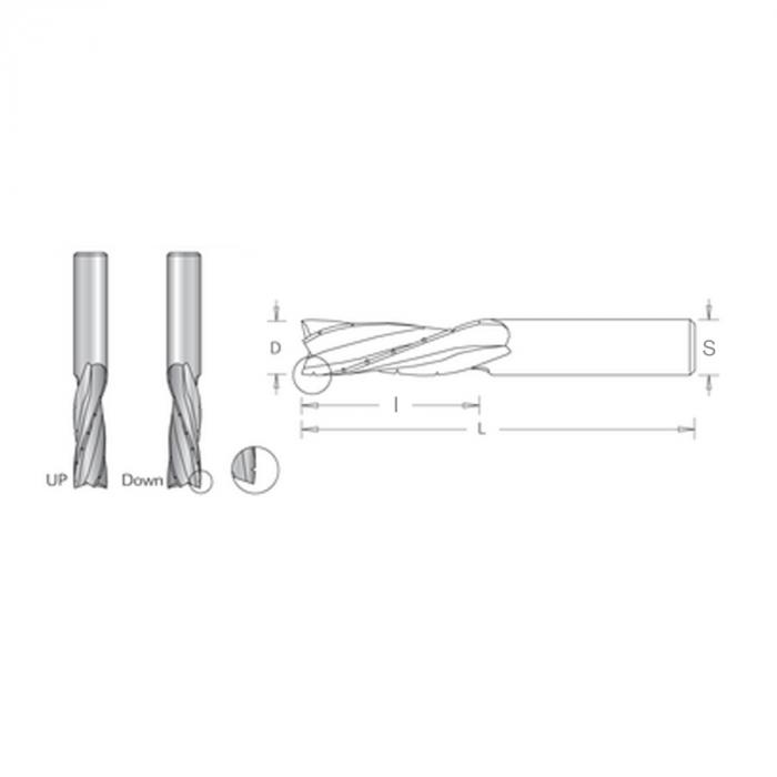 Фреза спиральная трехзаходная Dimar стружка вверх со стружколомом 1784379