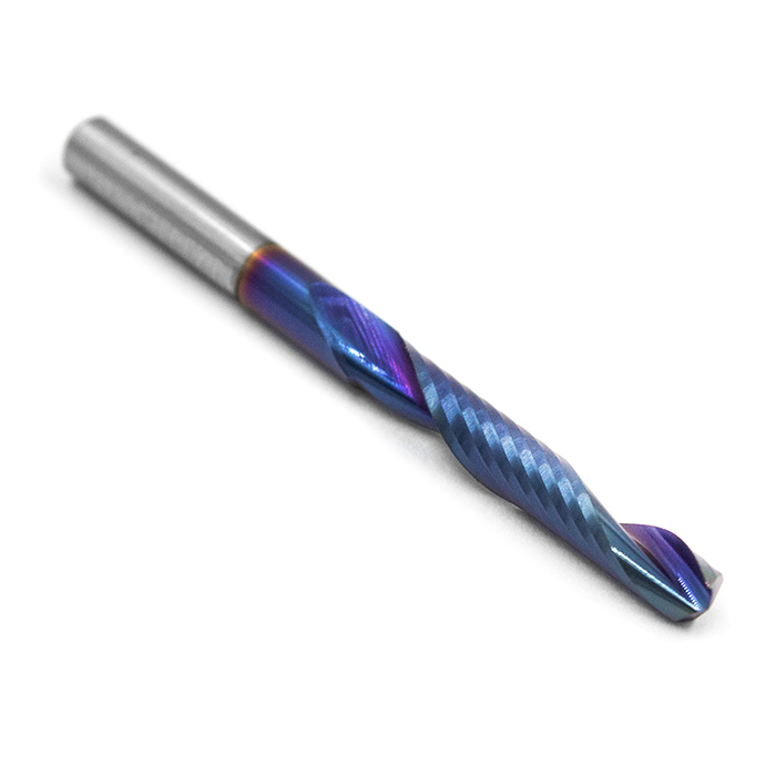 Фреза спиральная однозаходная стружка вверх MF1LX4.25-BNC с нано-синим покрытием