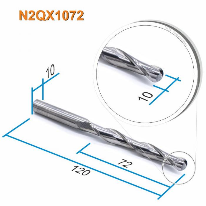 Фреза спиральная двухзаходная сферическая DJTOL N2QX1072