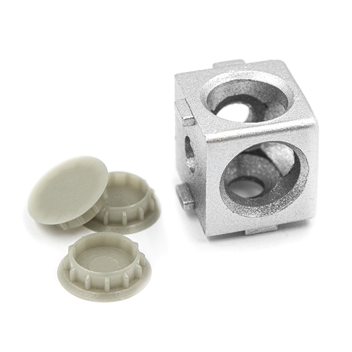 3-х сторонний кубический соединитель 20х20, паз 6 (тип2020)