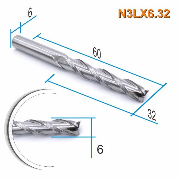 Фреза спиральная трехзаходная DJTOL N3LX6.32