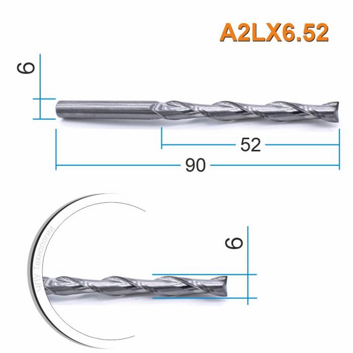 Фреза спиральная двухзаходная DJTOL A2LX6.52