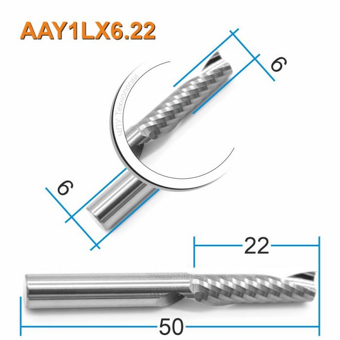 Фреза спиральная однозаходная DJTOL AAY1LX6.22
