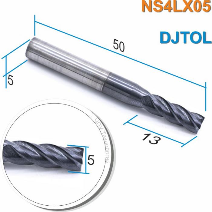 Фреза спиральная четырехзаходная с покрытием AlTiN DJTOL NS4LX05