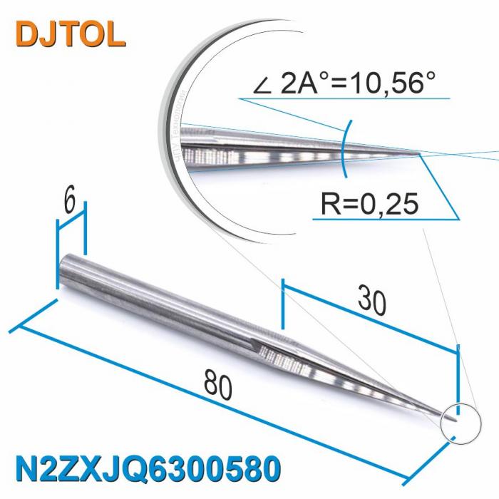 Фреза прямая двухзаходная конусная сферическая DJTOL N2ZXJQ6300580