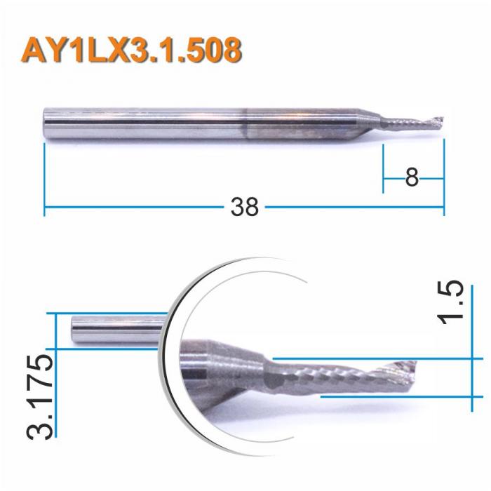Фреза спиральная однозаходная DJTOL AY1LX3.1.508