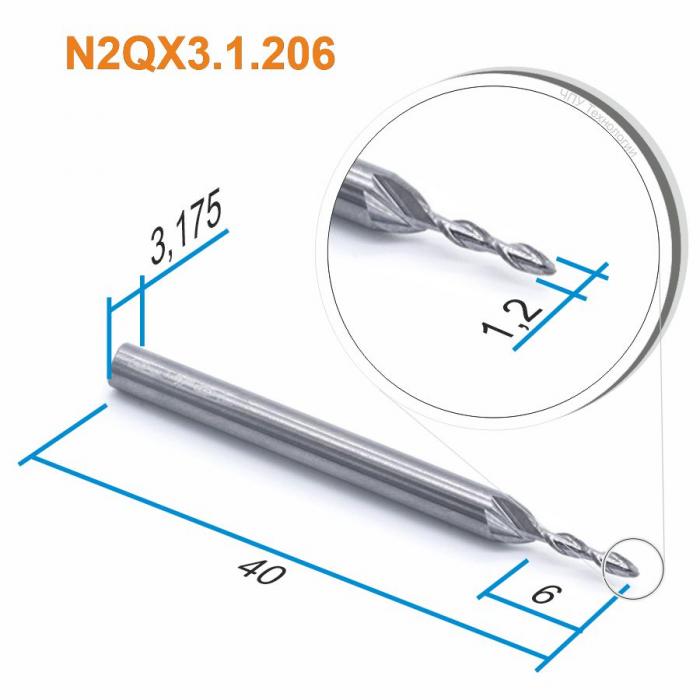 Фреза спиральная двухзаходная сферическая DJTOL N2QX3.1.206